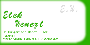 elek wenczl business card